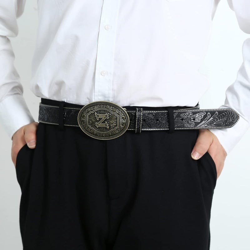 Fibbadet Store Belt Buckles Men Initial Letters A-Z Western Rodeo Cowboy Cowgirl Belt Buckle for Men Boys Halloween Birthday Party - Image 4